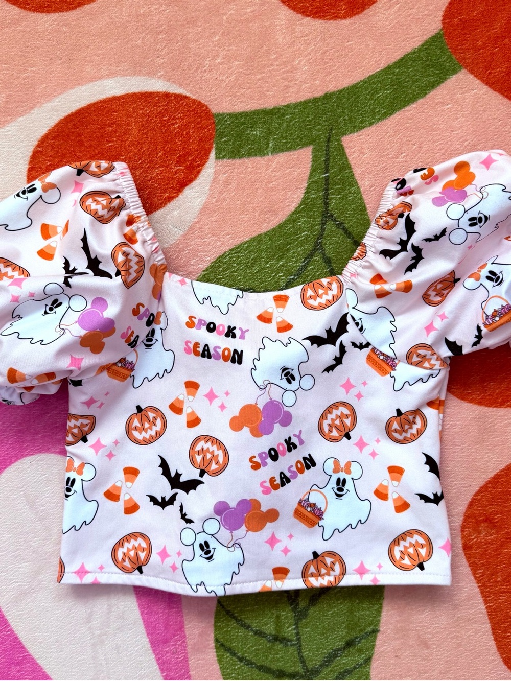 Mickey Halloween Puff-Sleeve Top - Handmade